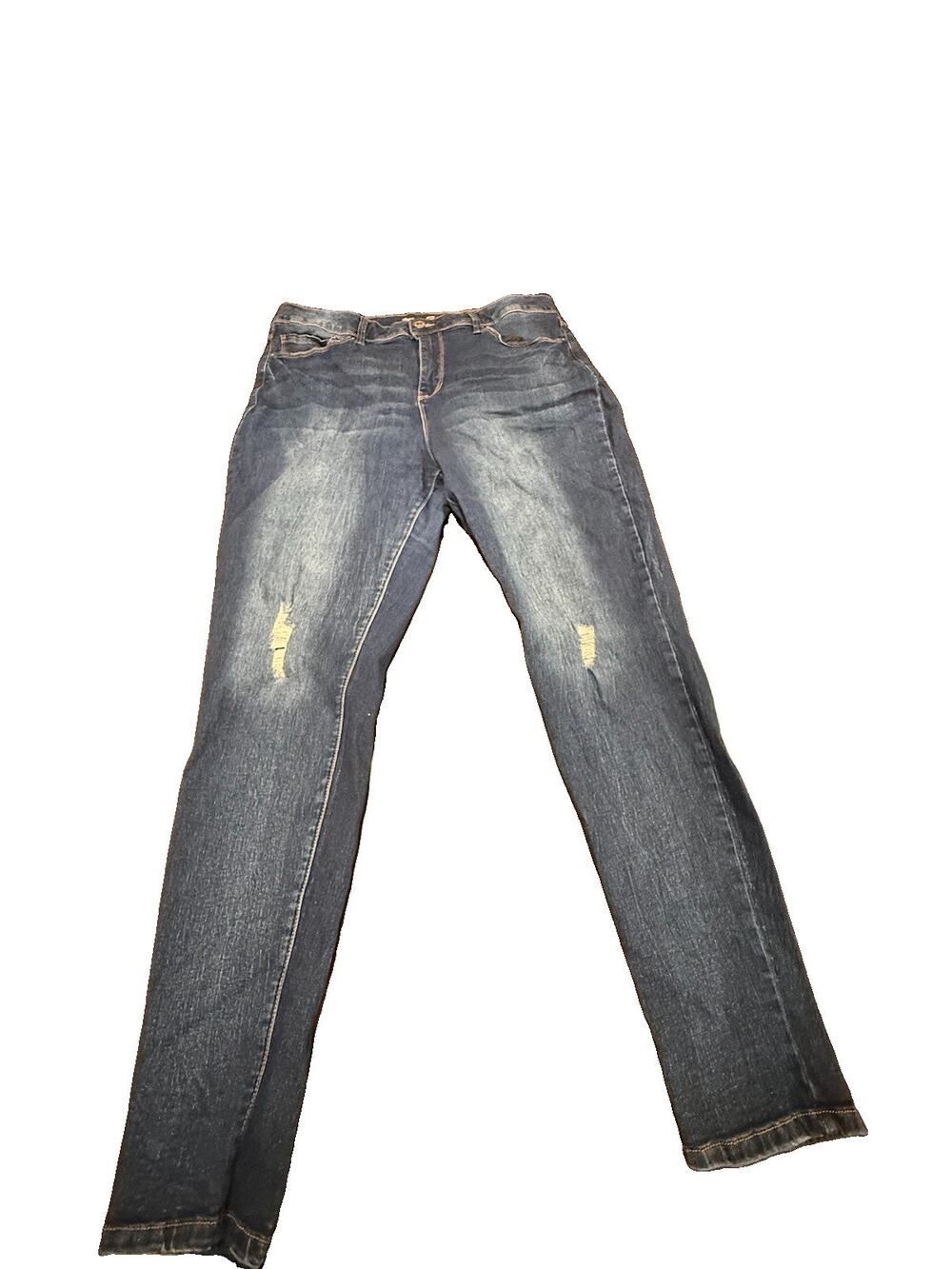 Royalty For Me Womens 16 High Rise Skinny Jeans Stretch Distressed Blue Denim
